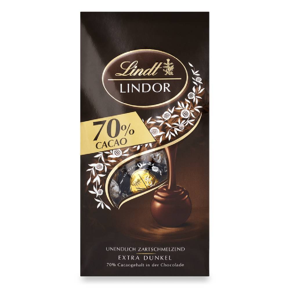 

Конфеты Lindt Lindor Kugel Beutel, темный шоколад 70%, 136г