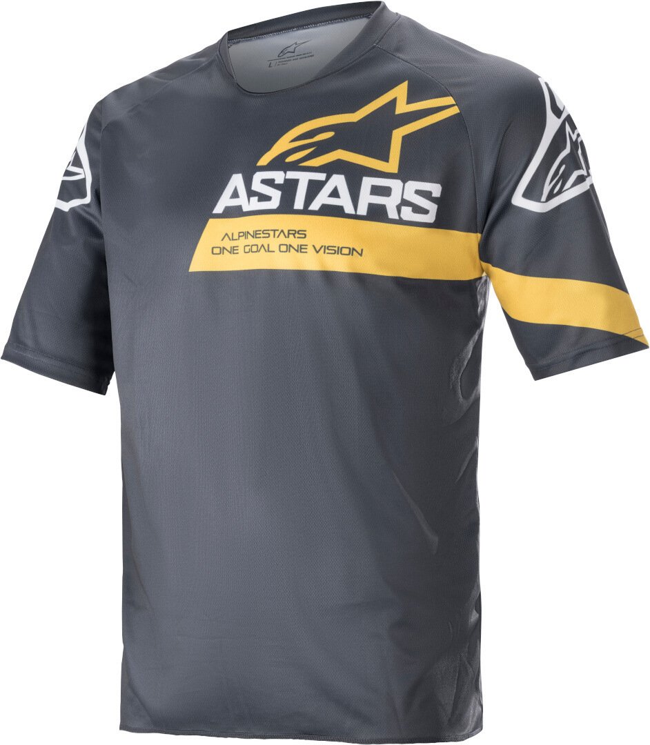 Джерси Alpinestars Racer V3 Short Sleeve, серый/желтый - фото