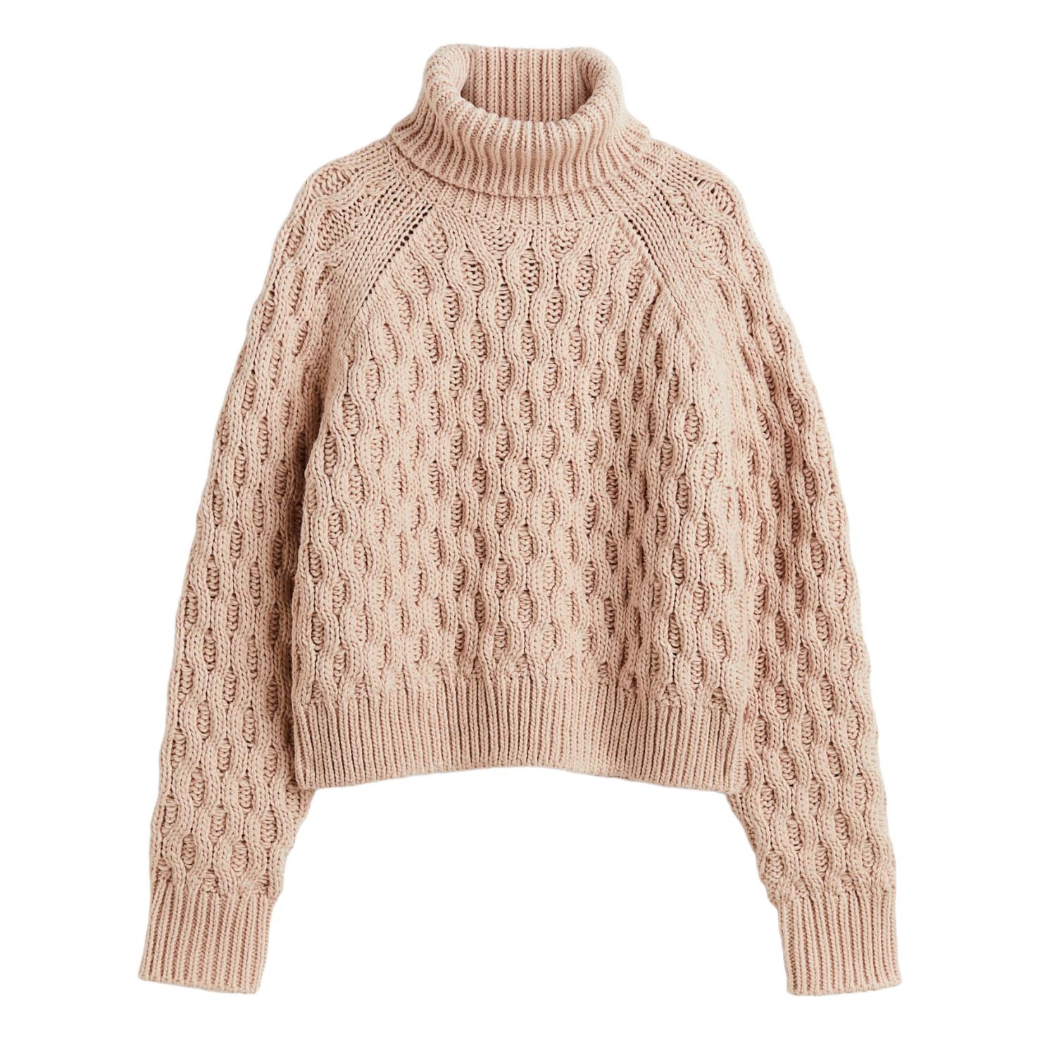 

Свитер H&M Cable-knit Turtleneck, светло-розовый