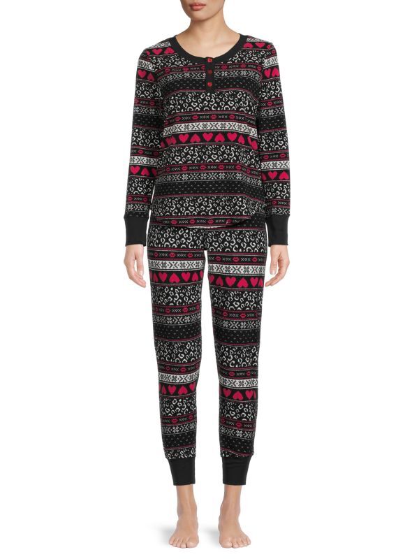 

Комплект пижамный Betsey Johnson из 2 предметов с узором, черный