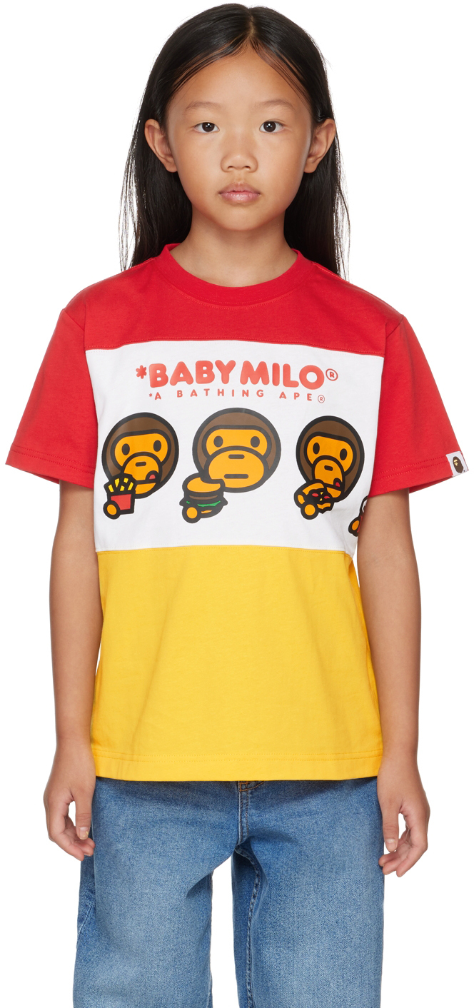 

Детская красная и желтая футболка Milo Junk Food для малышей BAPE