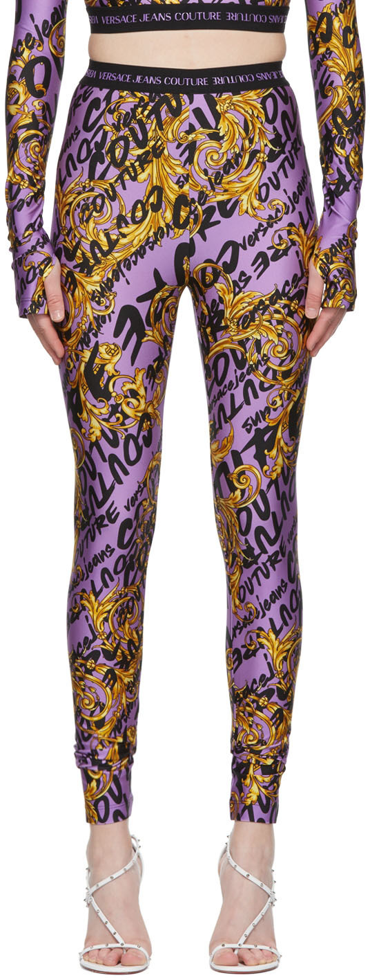 

Пурпурные нейлоновые леггинсы Versace Jeans Couture