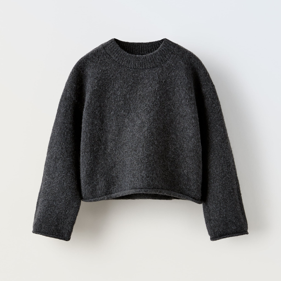 

Свитер для девочки Zara Plain Knit, антрацитово-серый