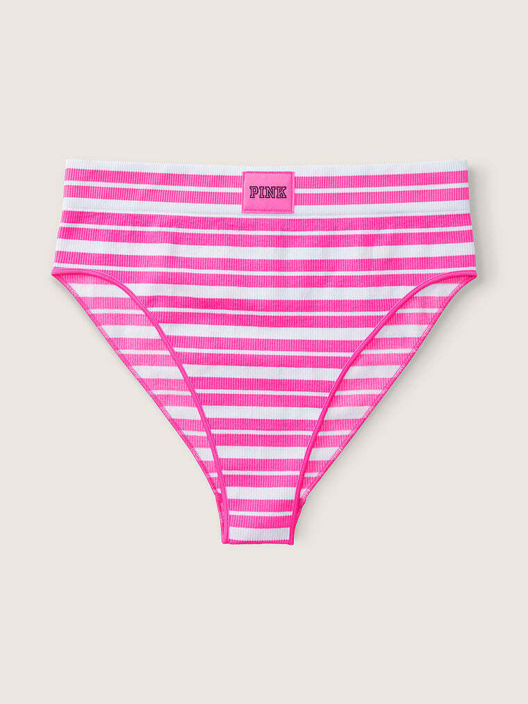 

Pink Seamless High Waist Rib, розовый в полоску