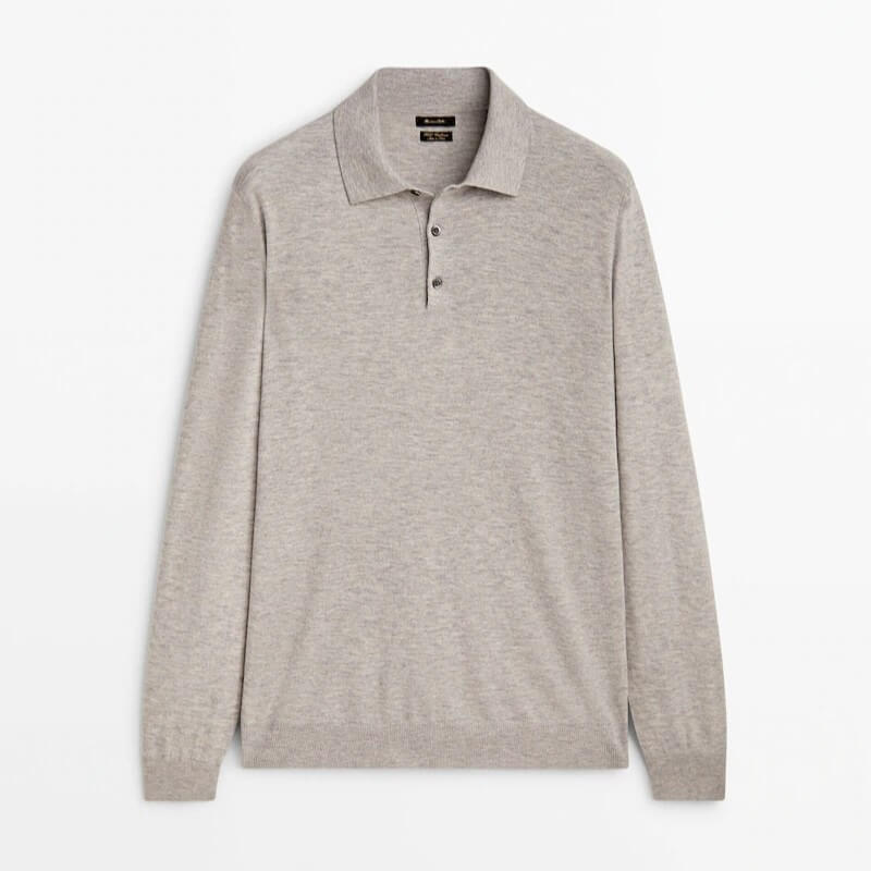 

Свитер-поло Massimo Dutti Wool Blend, серый