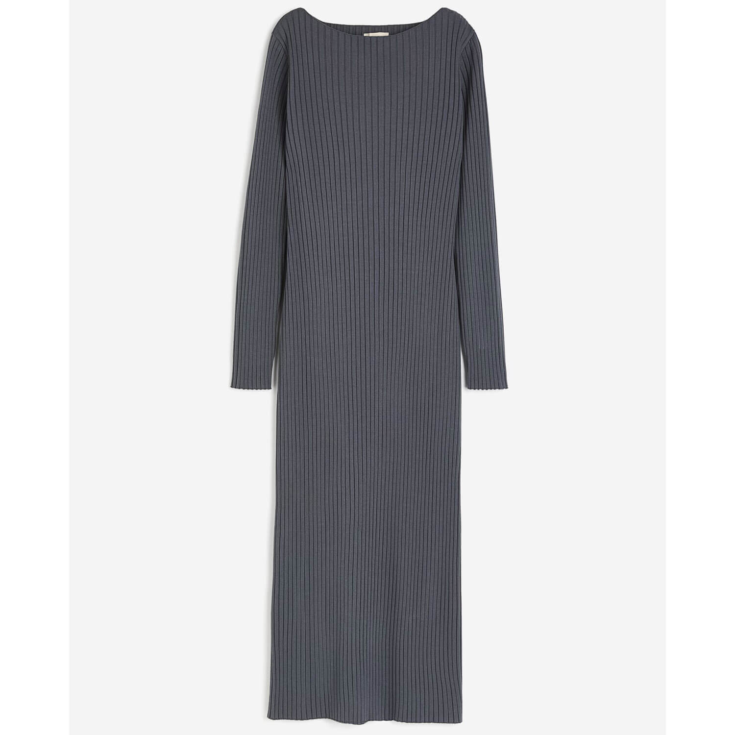 Платье H&M Silk-blend Rib-knit, темно-серый платье длинное из шелка с принтом witty 44 фиолетовый