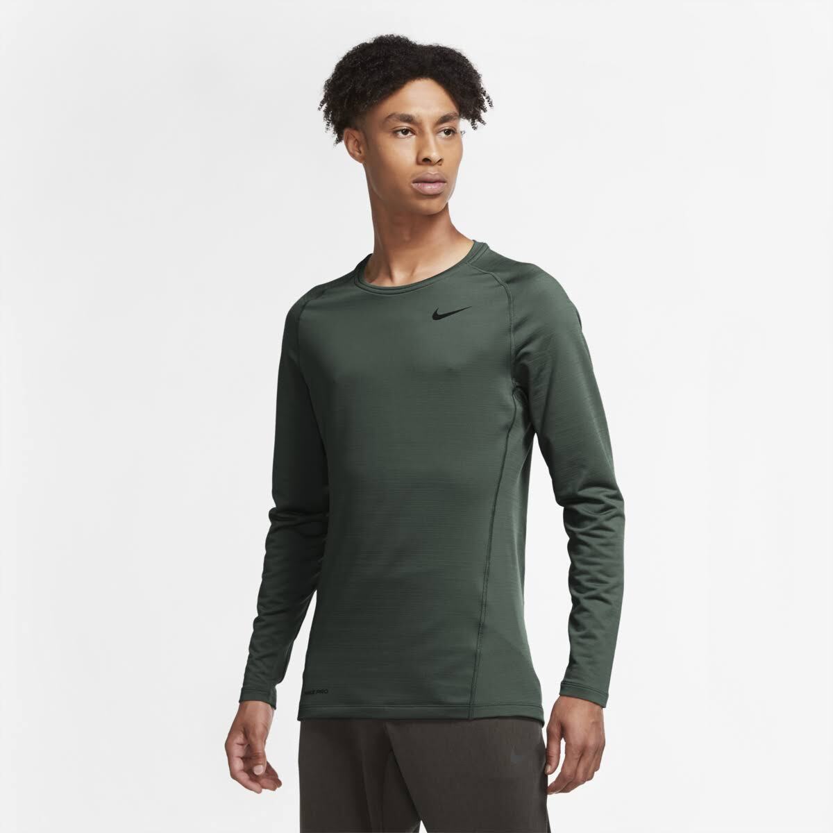 

Лонгслив Nike Pro Warm Crew, зеленый