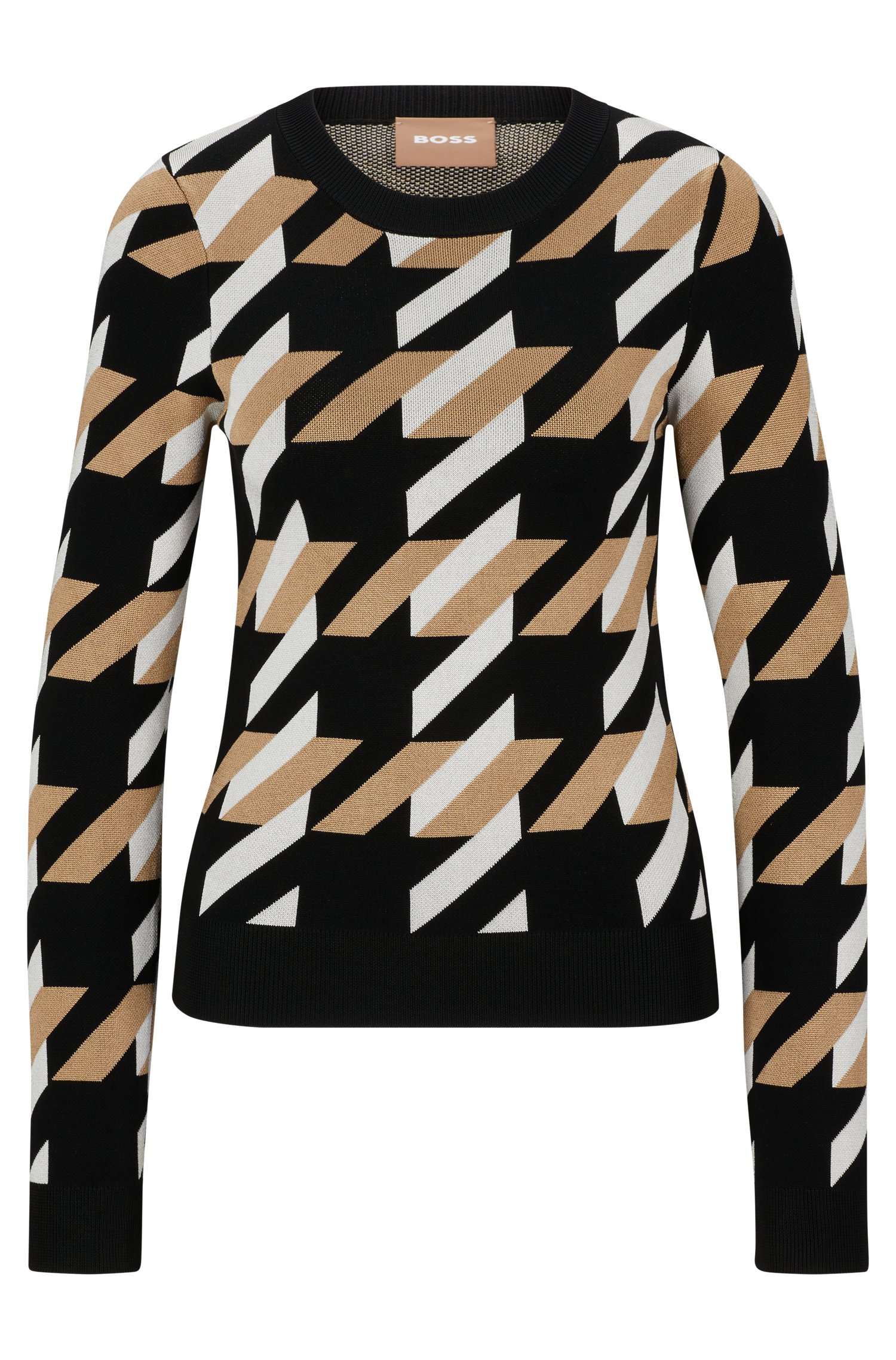 Джемпер Hugo Boss Knitted Jacquard-pattern With Logo Trim, мультиколор джемперы boss джемпер z patch