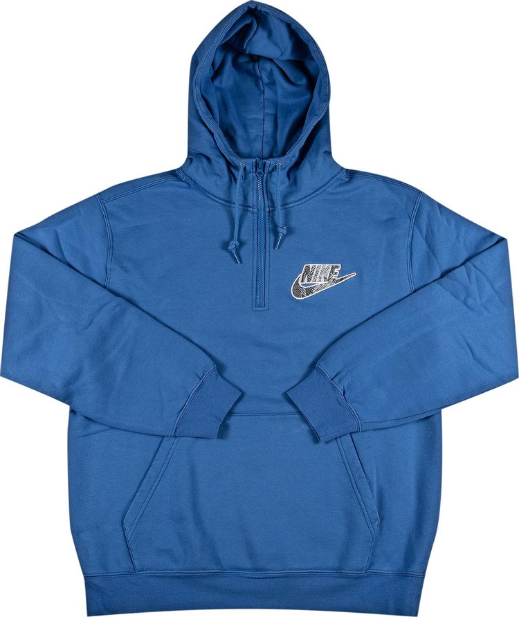 Футболка Supreme x Nike Half Zip Hooded Sweatshirt Blue, синий