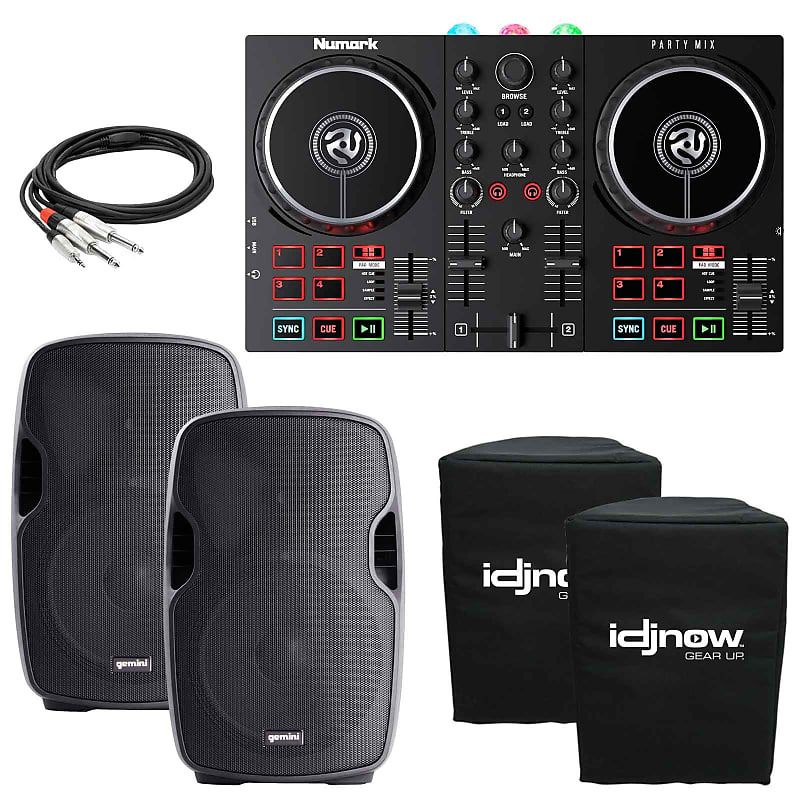 

DJ-контроллер Numark Party Mix II с подсветкой и 2 динамиками Gemini 12" PA Numark Party Mix II DJ Controller w Lights & 2 Gemini 12" PA Speakers