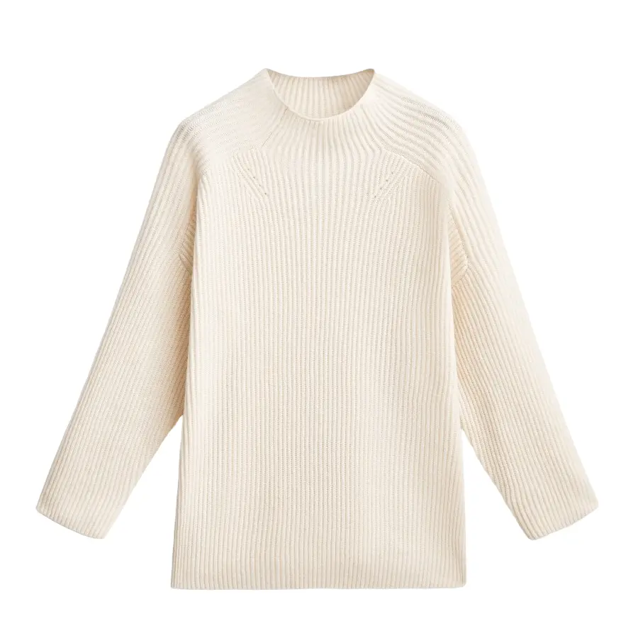 

Свитер Massimo Dutti High Neck With Side Vent, кремовый