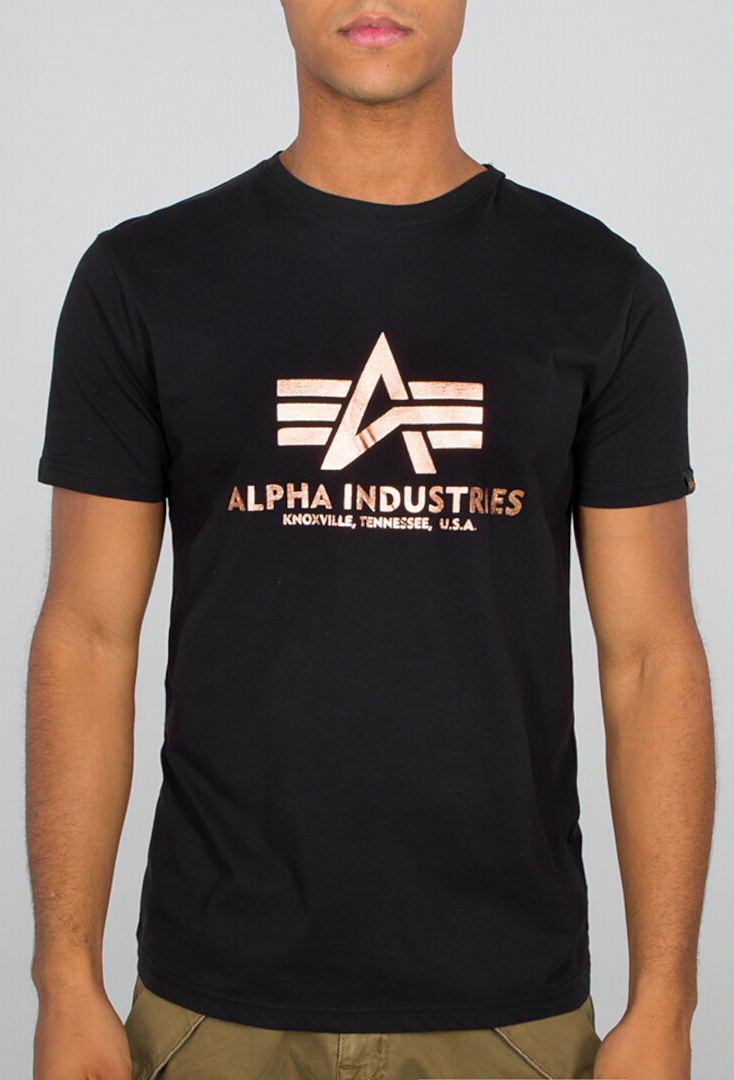

Футболка Alpha Industries Basic Foil Print, черно-золотистая