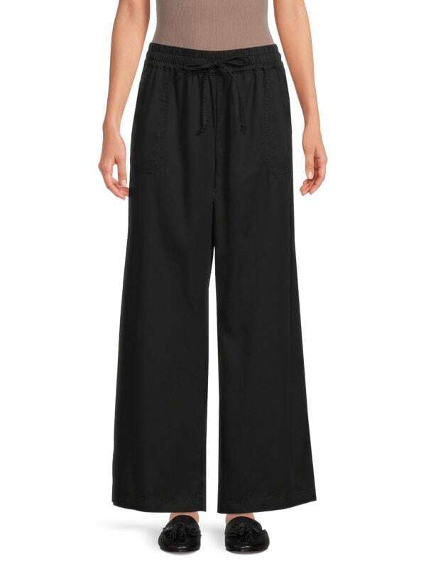 

Брюки Широкие Saks Fifth Avenue с кулиской, черный