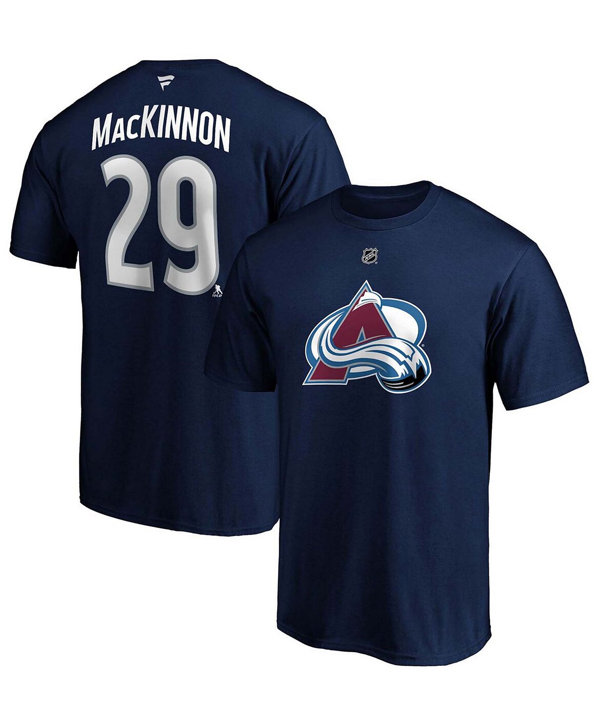 цена Мужская футболка nathan mackinnon navy colorado avalanche authentic stack name number Fanatics, синий