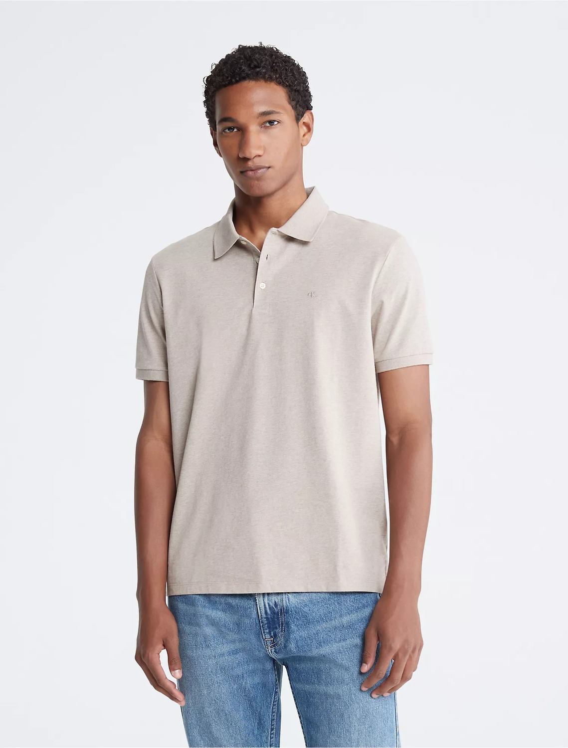 

Футболка поло Calvin Klein Classic Smooth Cotton, светло-бежевый