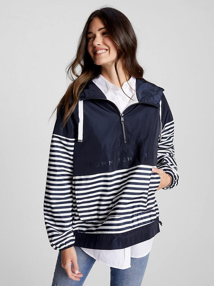 

Куртка Tommy Hilfiger Hooded Packable Pullover, темно-синий/белый