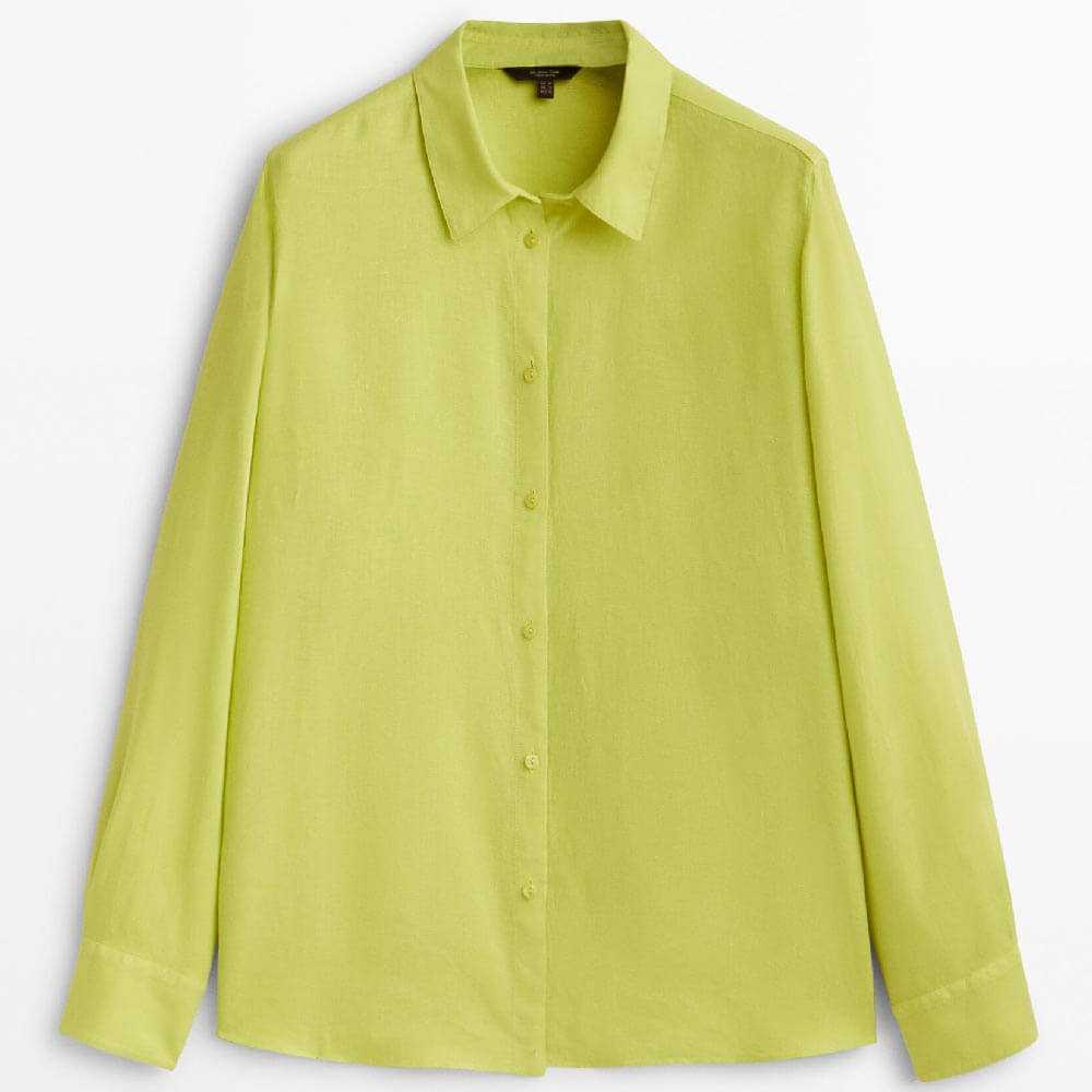 

Рубашка Massimo Dutti 100% Linen, лаймовый
