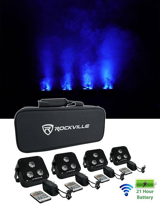 цена Набор Rockville 4 PACK MINI RF3 Black DJ Par Up Lights