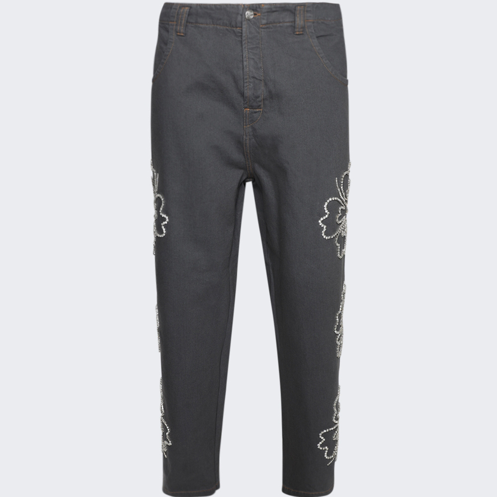 Джинсы Bluemarble Embroidered Hibiscus Denim, серый