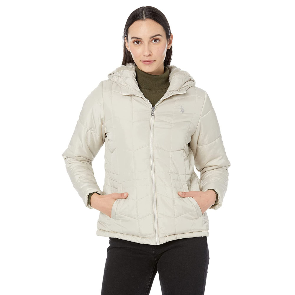 Куртка U.S. Polo Assn. Wave Quilt Cozy, бежевый роскошная женская куртка роскошная куртка с капюшоном