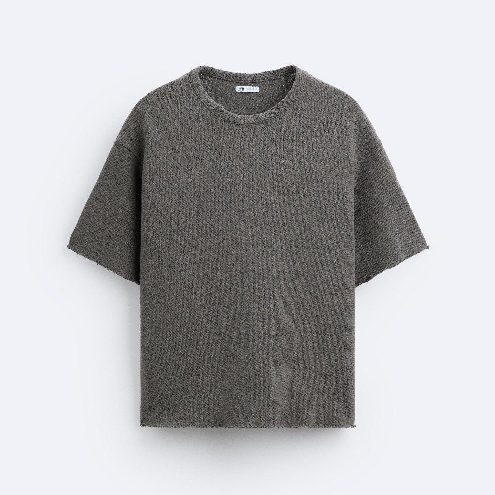 футболка zara textured светло серый Футболка Zara Textured Knit, серый