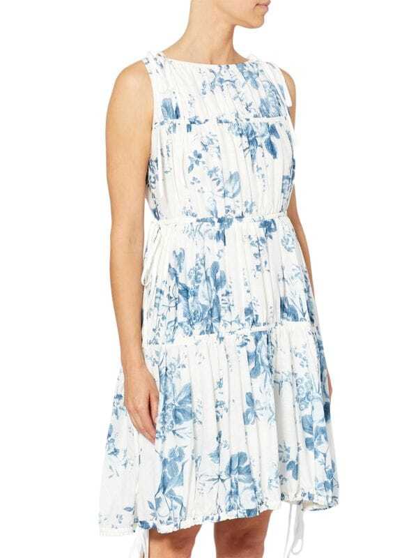 

Присборенное мини-платье nara с цветочным принтом Erdem White blue