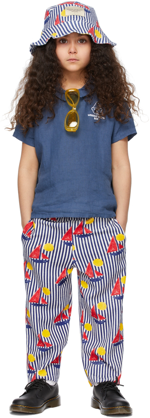 

Детские белые и темно-синие полоски Boats Lounge Pants Weekend House Kids