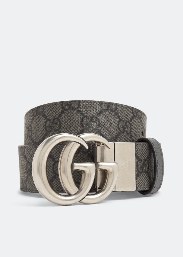 Ремень GUCCI GG Marmont reversible belt, серый