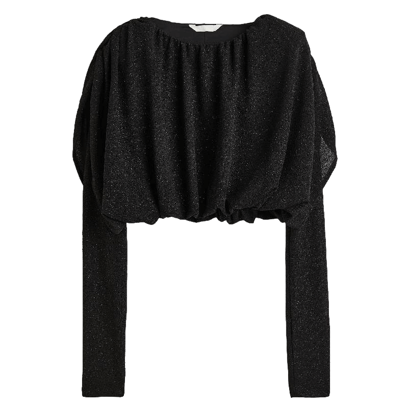 Блузка H&M Voluminous, черный рубашка с объемным манжетом