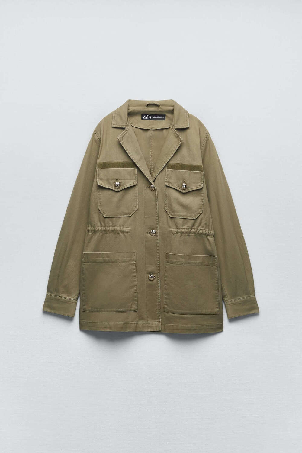 

Рубашка Zara Cotton With Golden Buttons, хаки