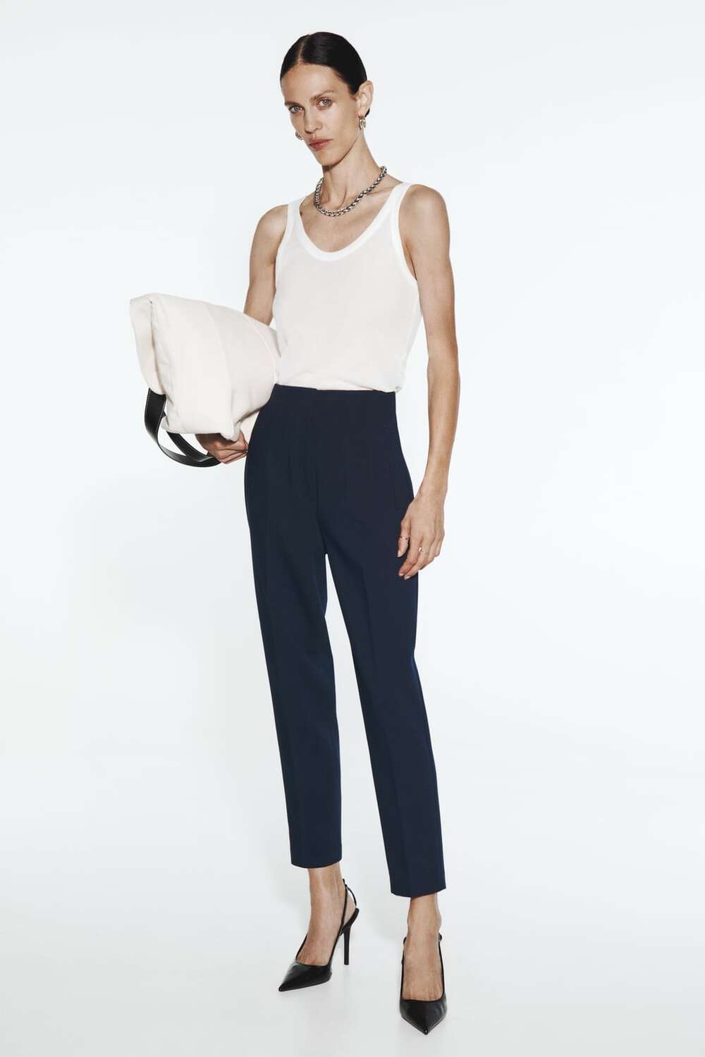 

Брюки с высокой талией ZARA, синий
