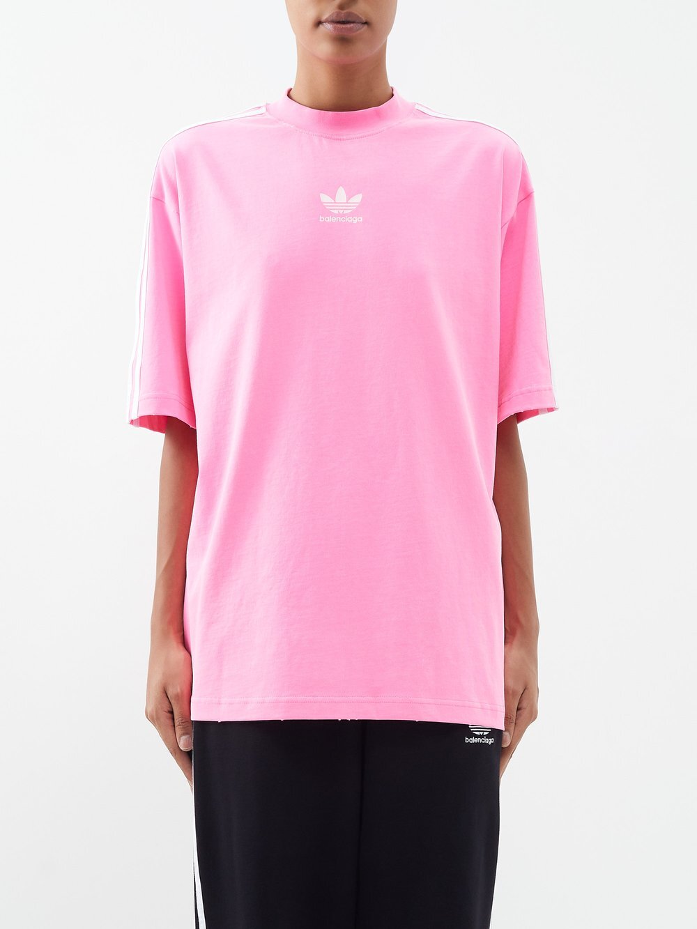 

Футболка из хлопкового джерси с логотипом adidas trefoil Balenciaga, розовый