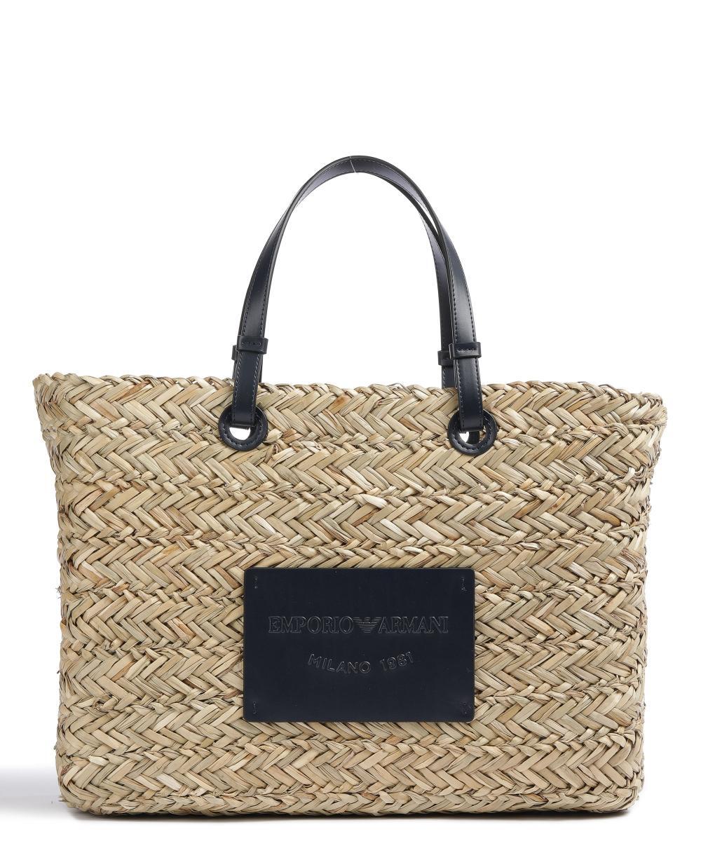

Шоппер Mare из рафии Emporio Armani, бежевый