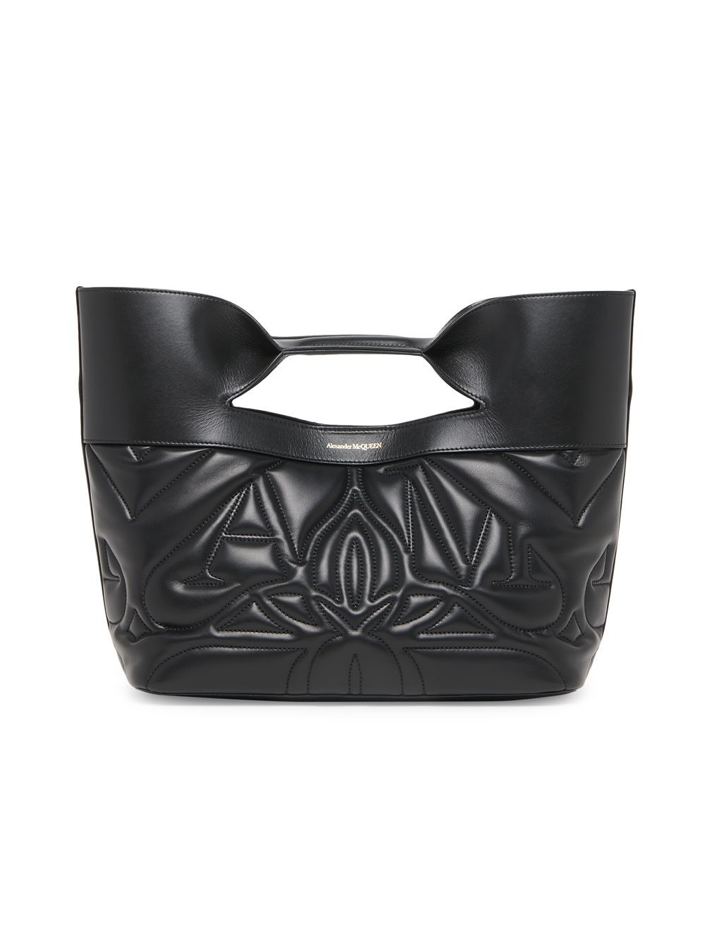 

Маленькая кожаная сумка с ручкой сверху и бантом Alexander McQueen, черный