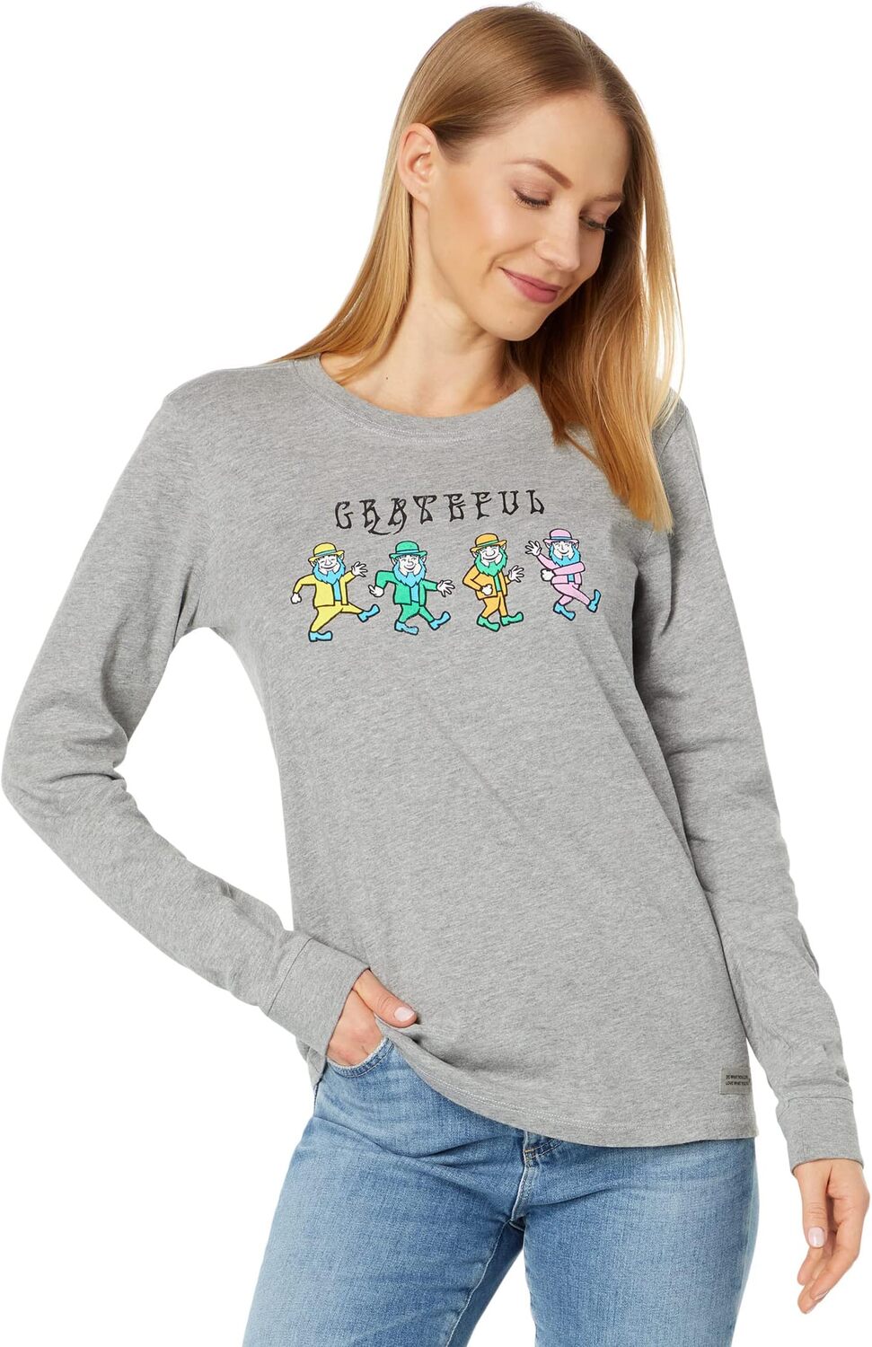 

Команда Grateful Leprechauns Long Sleeve Crusher Life is Good, цвет Heather Gray