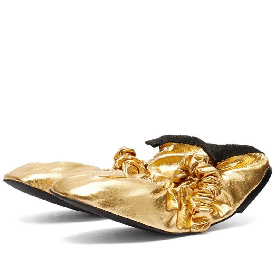

Балетки GANNI Square Toe Scrunchie, золотой