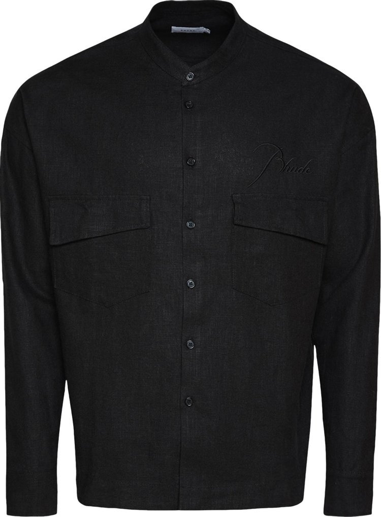 

Рубашка Rhude Satsuma Linen Shirt 'Black', черный