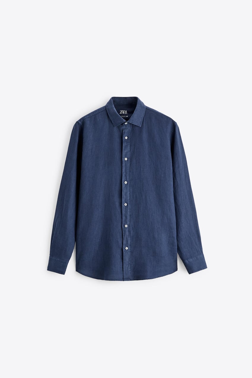 

Рубашка Zara 100% linen, синий