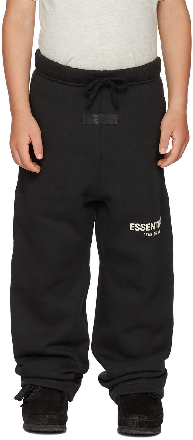

Детские черные брюки с логотипом Essentials