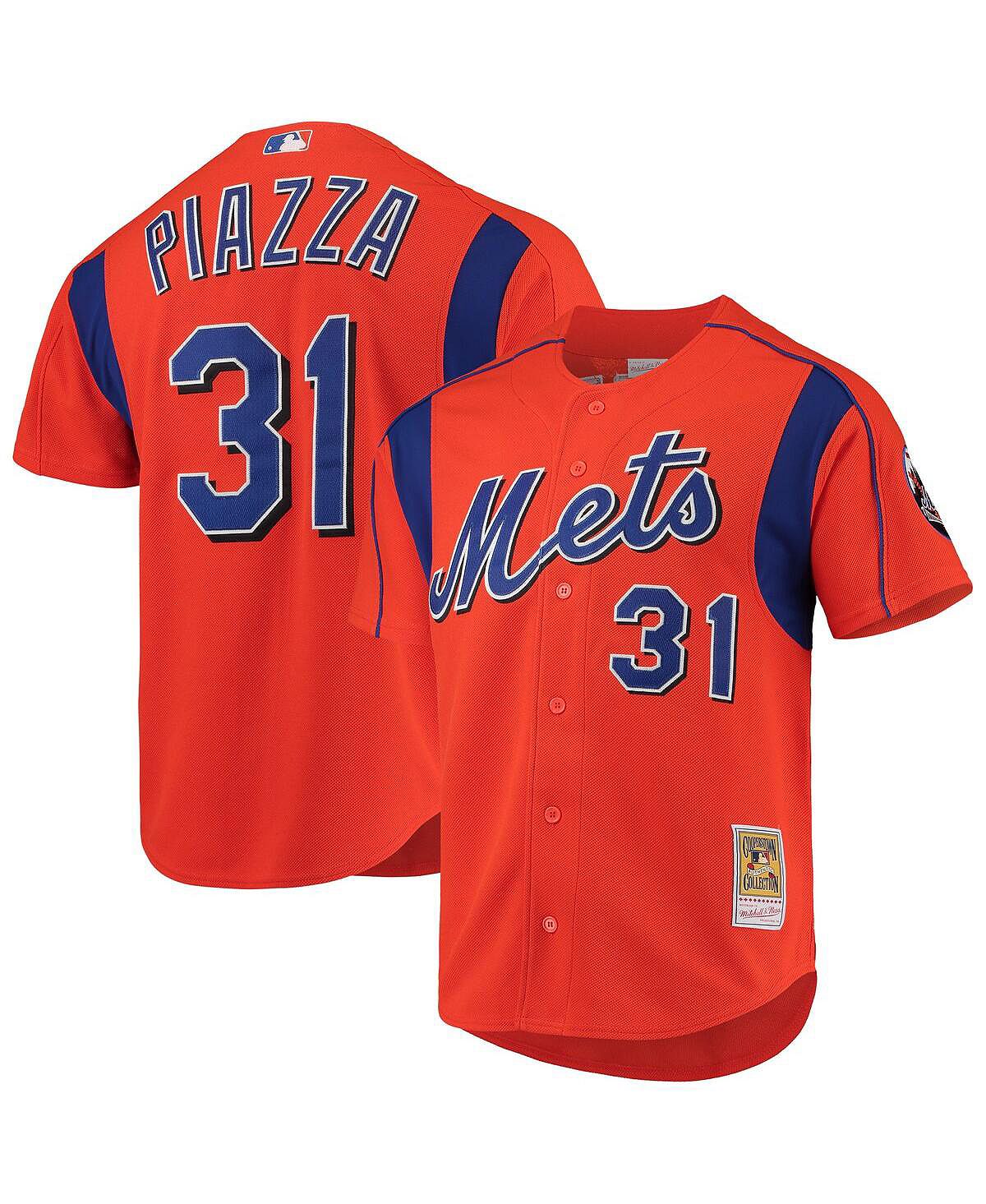 Мужская майка piazza orange new york mets cooperstown collection mesh batting practice jersey Mitchell & Ness