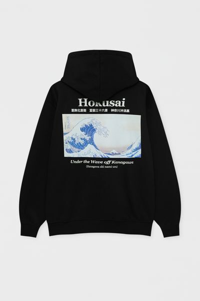 

Хокусай черная толстовка PULL&BEAR