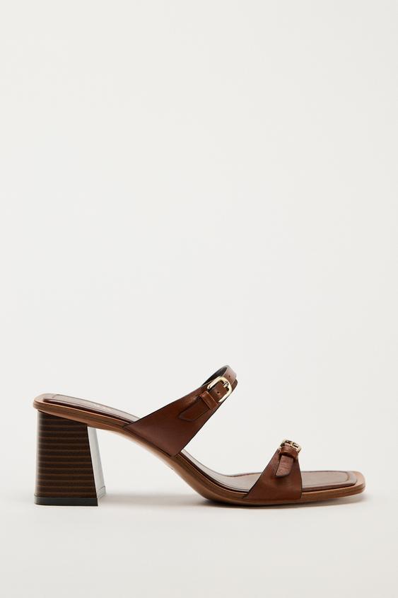 Сандалии Zara Leather, коричневый сандалии zara metallic heel leather золотистый