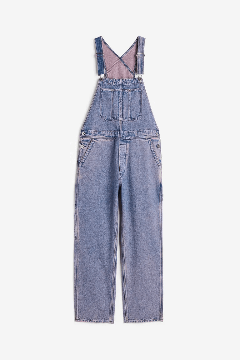 

Комбинезон H&M Denim Relaxed Fit, сине-фиолетовый