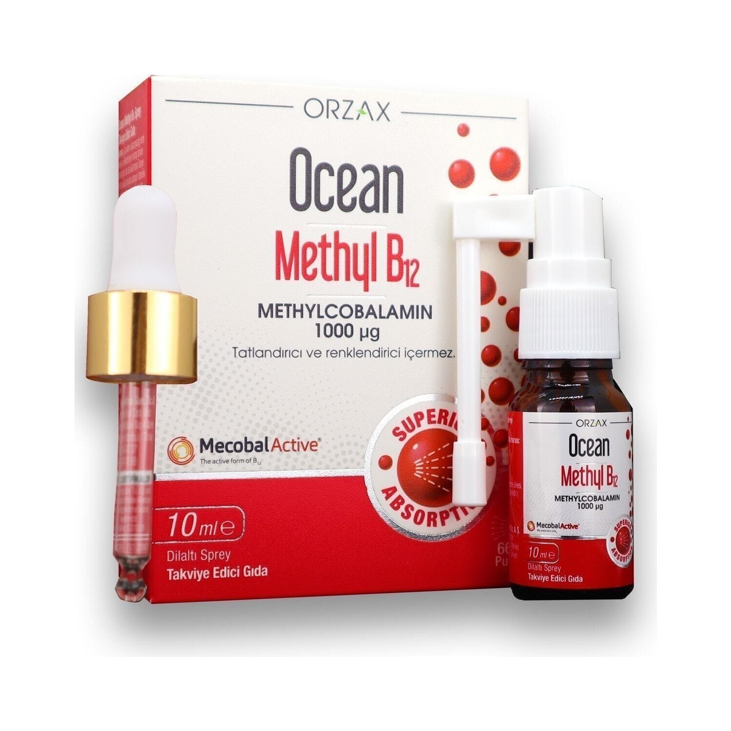 спрей orzax ocean methyl b12 1000 мкг 5 упаковок по 10 мл Пищевая добавка Orzax Ocean Methyl B12, 10 мл