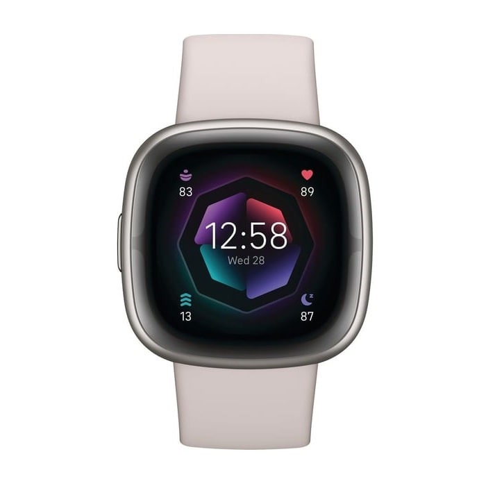 цена Умные часы Fitbit FB521SRWT Sense 2, белый/платиновый