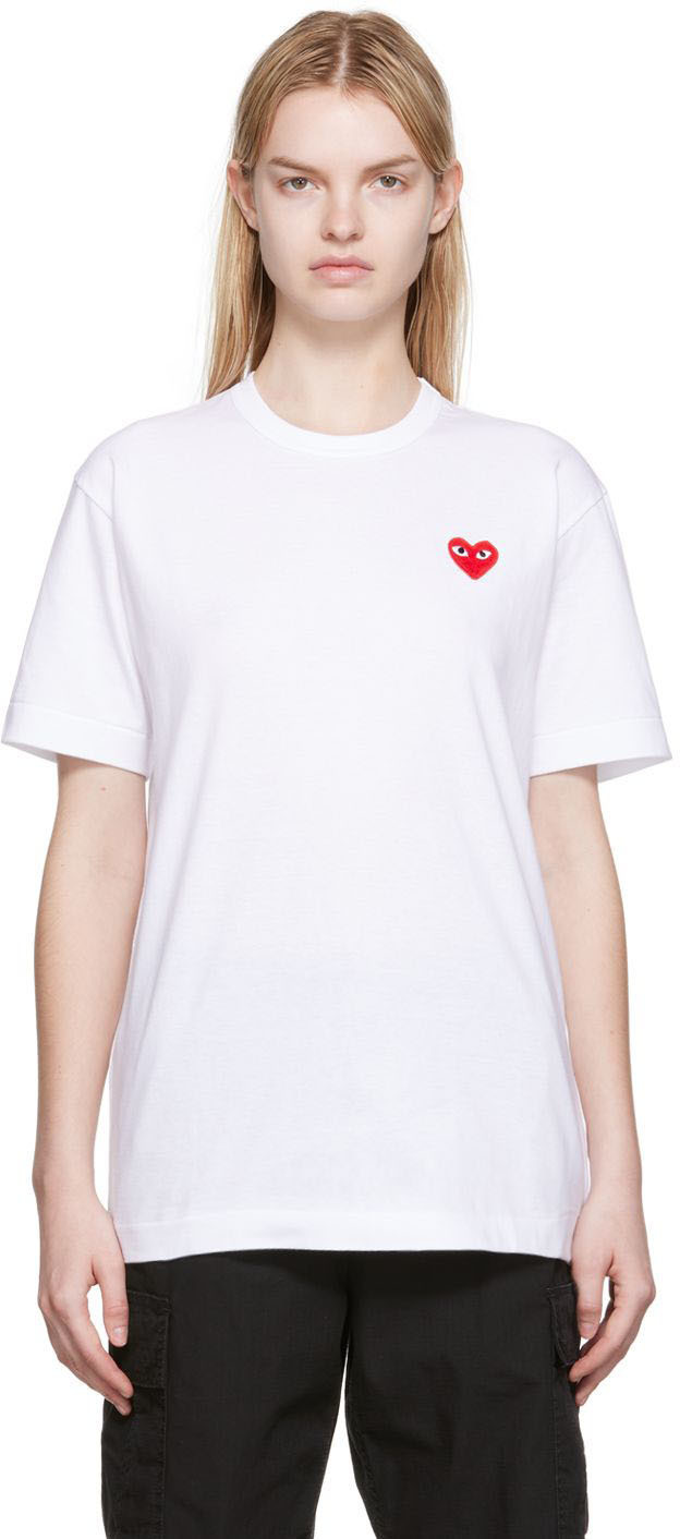 

Белая футболка с нашивкой в ​​виде сердца Comme des Garçons Play, Белый