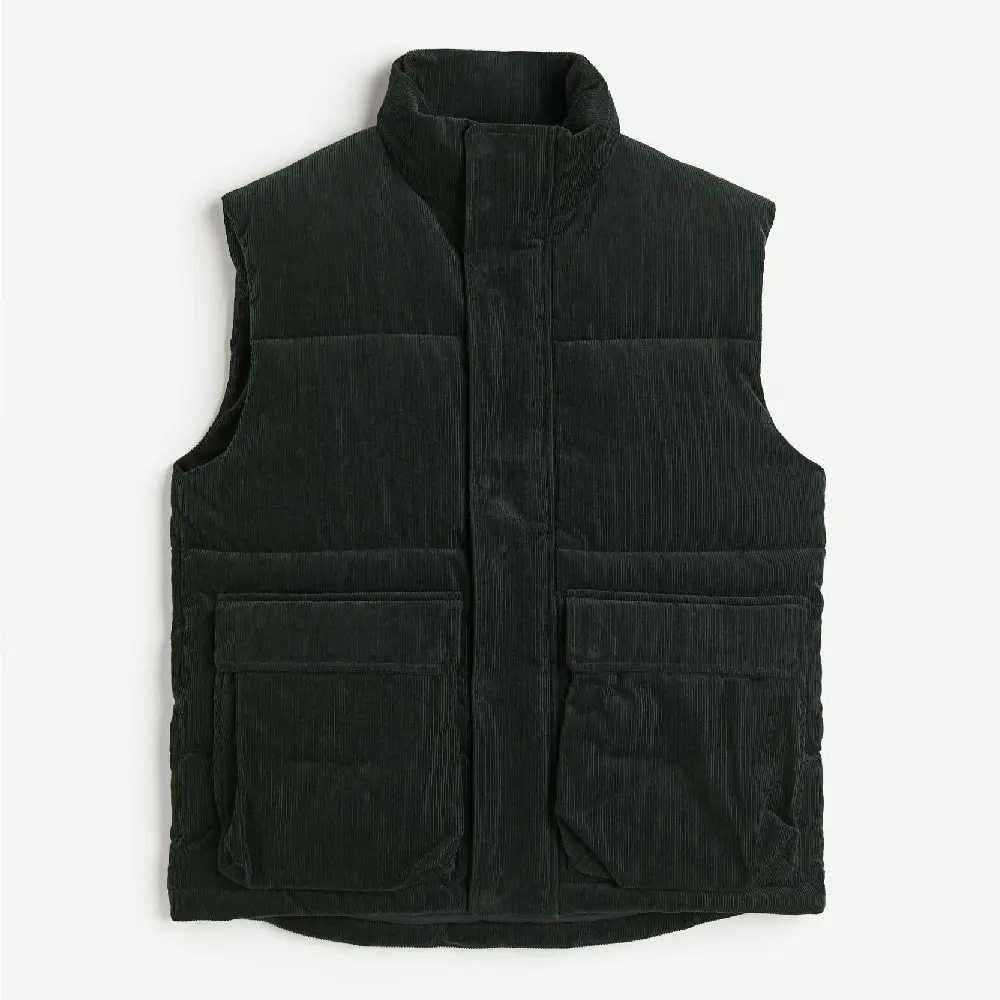 

Жилет утепленный H&M Corduroy Puffer, темно-зеленый