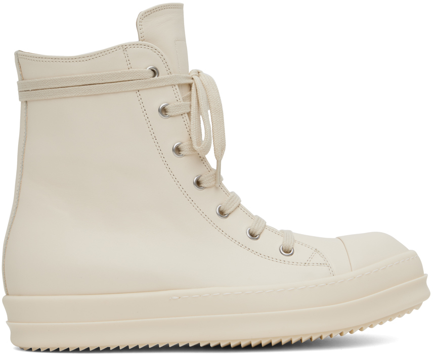 

Белые кожаные высокие кеды Rick Owens