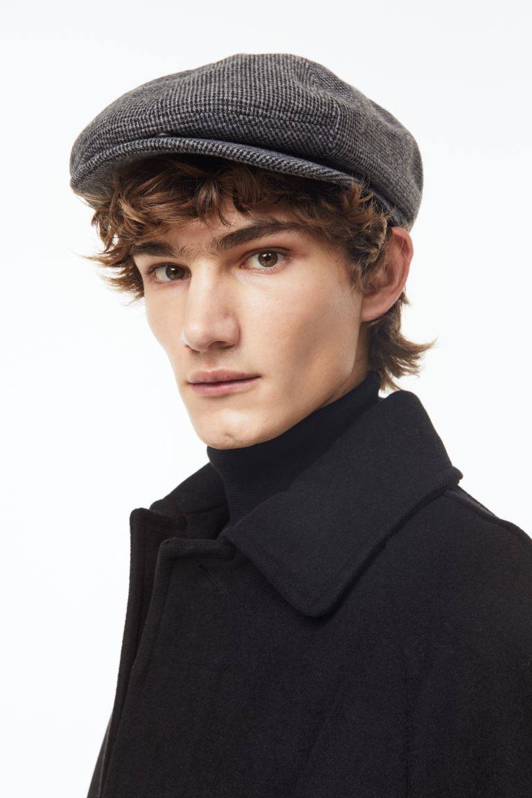 

Кепка из смесовой шерсти H&M, темно-серый/клетка