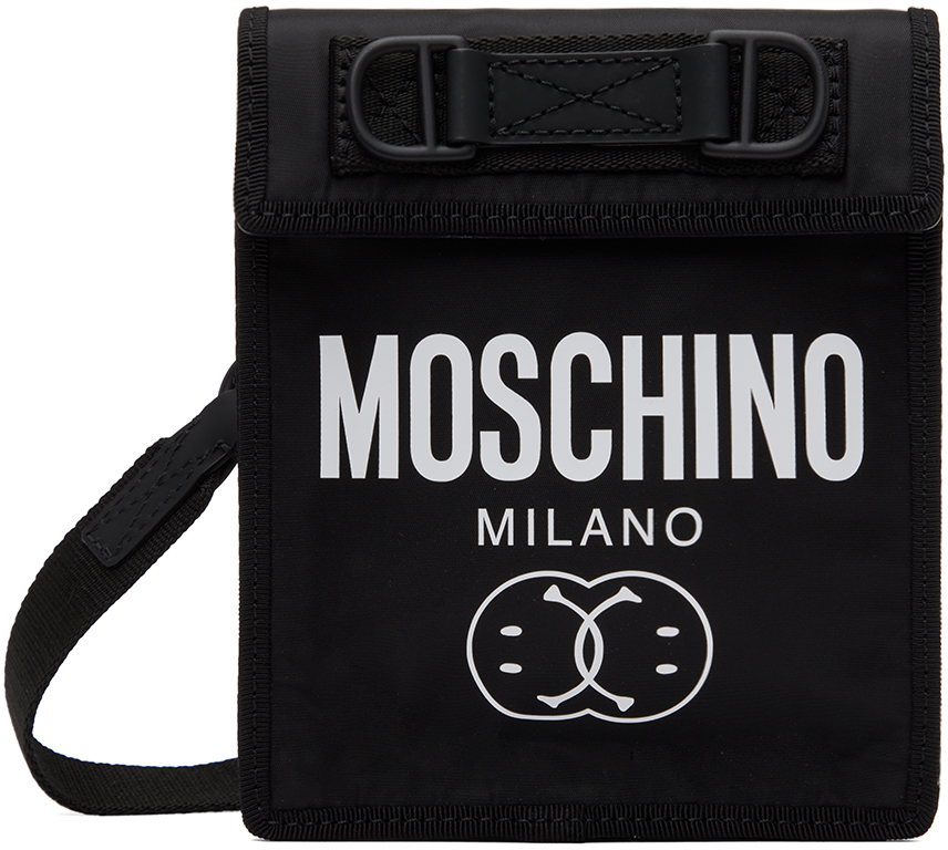 

Черный клатч через плечо с D-образным кольцом Moschino